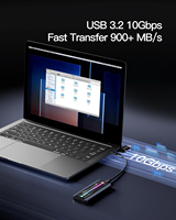 Boîtier SSD Offre Spéciale RVB M.2 NVMe SATA USB 3.2 Gen 2 10G sans outil Support UASP Trim pour clé 2242 2260 2280 M