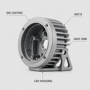 ตัวเรือนไฟถนน LED แบบหล่อขึ้นรูปอะลูมิเนียมตามสั่ง พร้อมฮีทซิงค์ OEM ADC12 เคลือบผงอะโนไดซ์ โรงงานผลิตชิ้นส่วนรุ่น YF จากกวางตุ้ง - Product Image 3