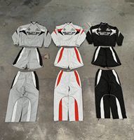Ensemble survêtement coupe-vent Salati personnalisé pour homme : veste et pantalon imprimés, coupe droite, en nylon, avec fermeture éclair, coupe ample et oversize