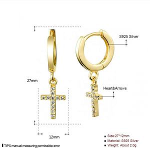 YHE0111 nouvelle mode femmes garçon <span class=keywords><strong>Costume</strong></span> bijoux boucles d'oreilles goutte croix forme Vintage pavé CZ croix couleur or femmes croix boucles d'oreilles - Product Image 6