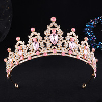 Diadema de Lujo al por Mayor, Chapada en Oro, con Incrustaciones de Diamantes y Cristales, Corona de Aleación Colorida para Novias, Tiara para Boda