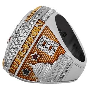 Anello da uomo in lega d'<span class=keywords><strong>argento</strong></span> e acciaio, replica del campionato NHL 2018 dei Washington Capitals, per la Lega di Hockey su Ghiaccio, alta gioielleria. - Product Image 2