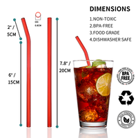 Lot de brosses de nettoyage pour pailles en verre borosilicate en gros, avec plus de 5 pailles réutilisables, sans BPA, écologiques, droites, courbées et colorées pour le café