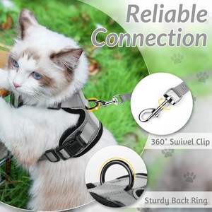 Verstellbares Luxus-Katzen geschirr leinen set Weich atmungsaktiv Reflektierend Easy Control Walking Haustier weste Keine Flucht funktion für Katzen - Product Image 5
