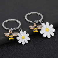Nouvelle Annonce : Porte-clés en Alliage avec Pendentif Miniature Abeille et Fleurs – Accessoires pour Sacs et Breloques