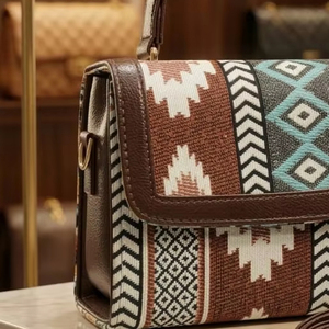 Nouveauté : Sac à main de luxe en cuir PU pour femme, style ethnique, avec bouton élégant, doublure en polyester marron, sac bandoulière moyen - Product Image 2