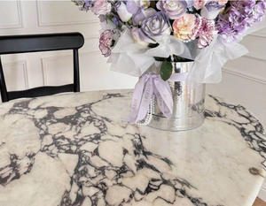 طاولة طعام رخامية دائرية فاخرة من PerfectStone بتصميم عصري راقي من رخام كالاكاتا فيولا قابلة للتخصيص لغرفة المعيشة - Product Image 5