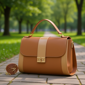 Sac cabas pour femme Fana Clara M3857, couleur camel, en rotin, grande capacité, style décontracté, deux poignées, fermeture à loquet - Product Image 2