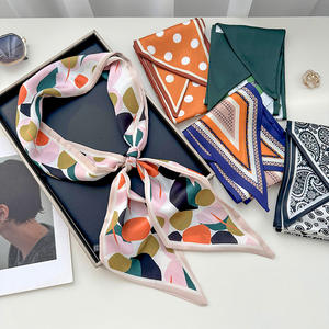 Moda Polka Dot elmas şekilli baskı dar şerit bağlı çanta kolu bayanlar için ipek eşarp 13*130cm uzun saç kravat eşarp - Product Image 2