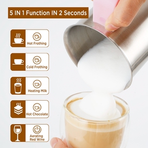Espumador de <span class=keywords><strong>leche</strong></span> eléctrico 5 en 1, <span class=keywords><strong>calentador</strong></span> de <span class=keywords><strong>espuma</strong></span> suave para café, capuchino, máquina de <span class=keywords><strong>espuma</strong></span> fría, vaporizador de <span class=keywords><strong>leche</strong></span>, 5 funciones - Product Image 2