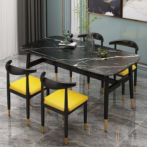 Set <span class=keywords><strong>Tavolo</strong></span> <span class=keywords><strong>da</strong></span> Pranzo Moderno in Legno Ingegnerizzato con 6 <span class=keywords><strong>Sedie</strong></span>, Dettagli Dorati, Nero e Bianco, per <span class=keywords><strong>Cucina</strong></span>, Sala <span class=keywords><strong>da</strong></span> Pranzo, Villa, Hotel - Bestseller 2026 - Product Image 6