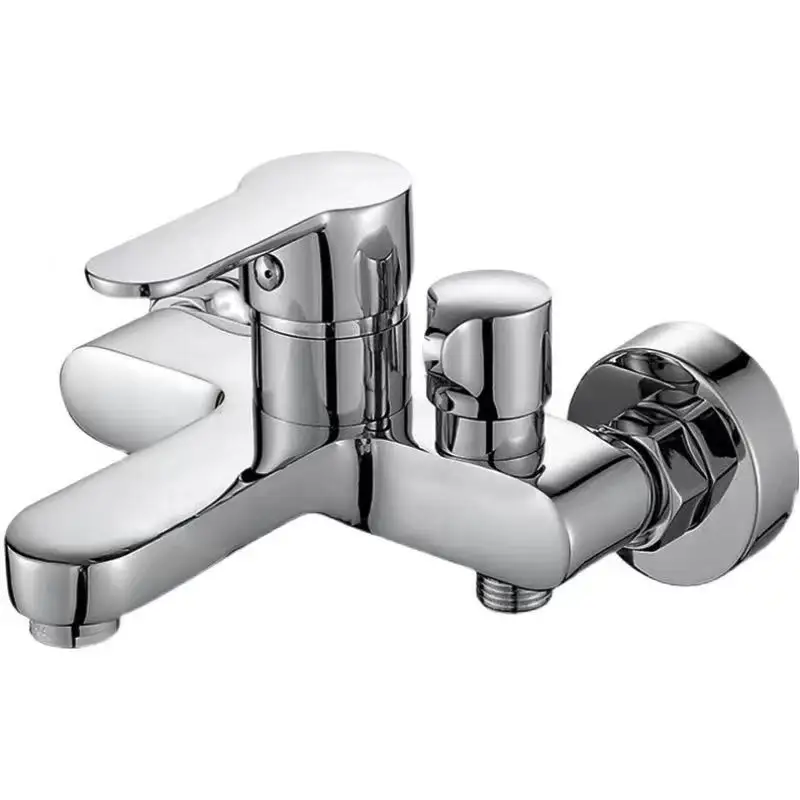 Factory Wholesale Brass Chrome Plated Shower Faucet Single Lever Bathroom Bathtub Tap Double Function Faucets