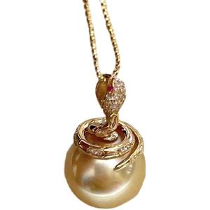 Colgante de Plata S925 para DIY con Cuentas de Perla, Diseño de Cabeza de Serpiente Hueca, para Cuentas Redondas de 9-11mm, Colección 30672 - Product Image 4