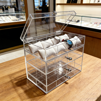 Boîte de rangement en acrylique transparente avec couvercle, empilable, pour la maison et le commerce de détail