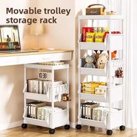 Étagère de rangement moderne en plastique multicouche avec roulettes Armoire de rangement de cuisine roulante Organisateurs Chariots Étagères pour chariots