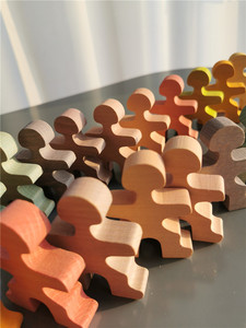 Blocchi di legno giocattoli Set da costruzione sollevamento pesi uomo legno di faggio impilabile bambole Peg per bambini gioco educativo - Product Image 5