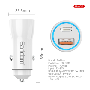 Earldom PD sạ<span class=keywords><strong>c</strong></span> xe hơi USB <span class=keywords><strong>C</strong></span> sạ<span class=keywords><strong>c</strong></span> điện thoại cho Macbook cho Huawei Mate 40 Pro xe sạ<span class=keywords><strong>c</strong></span> Thuố<span class=keywords><strong>c</strong></span> lá nhẹ hơn cho Huawei P40 - Product Image 3