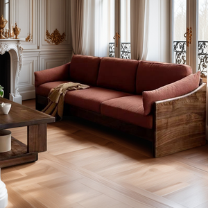 Divano Chesterfield <span class=keywords><strong>Moderno</strong></span> Minimalista Retrò in Legno Massello Stile Rustico a Tre Posti <span class=keywords><strong>con</strong></span> Supporto per Gambe <span class=keywords><strong>Arredamento</strong></span> per Soggiorno Americano - Product Image 1