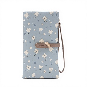 Prettyzys Cartera Larga de Mujer con Diseño de Rayas, Bordado de Letras y Flores, de Cuero PU, con Cierre de Broche, Impermeable, Monedero de Poliéster - Product Image 3