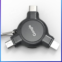 Adaptateur de charge micro USB C 3 en 1, bloqueur de données USB, logo LED OEM, USB Defender, noir ABS