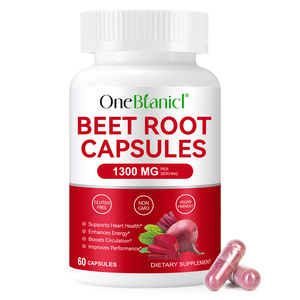 Onebtanicl thảo dược bổ sung hữu cơ củ cải chiết xuất từ rễ viên nang 1300mg Viên nang củ cải đường để hỗ trợ năng lượng và độ bền - Product Image 1