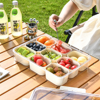 Boîte de rangement en plastique transparent à 9 compartiments avec poignée de couvercle pour assaisonnement Spice Snack Fruit Tray Storage ou Display Food Use