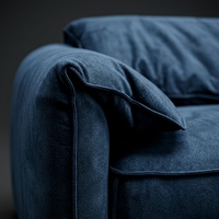 Canapé en tissu bleu marine, canapé modulaire moderne à profil bas avec coussins moelleux
