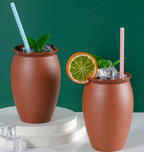 Taza de Cerámica Hecha a Mano de 10 Onzas, Diseño Clásico, Arcilla de Terracota, Cantaritos <span class=keywords><strong>Mexicanos</strong></span> para Tequila, Tazas de Café de Cerámica Vintage - Product Image 2