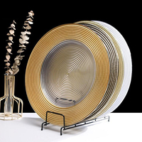 StarLuckINT Assiette de présentation en verre spirale vintage, ronde, dorée, pour fruits, vaisselle de table, pour événements de mariage, vente en gros