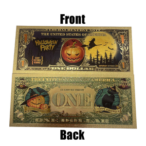 5 Craft Gifts Halloween Pumpkin Card Ticket Plastic Gold Foil Electroplated Banknote - Product Image 4