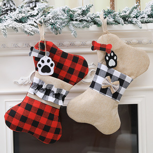 Calze di <span class=keywords><strong>Natale</strong></span> Rustiche in Juta con Design a Forma di Osso, Decorazioni Natalizie per Bambini da Appendere al Caminetto e Sacchetti Regalo per Caramelle - Product Image 2