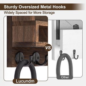Wooden Key Rack Wall Mounted Mail And Glasses Storage <b>Shelf</b> With <b>Hooks</b> For Entryway Living Room Organization - Product Image 3