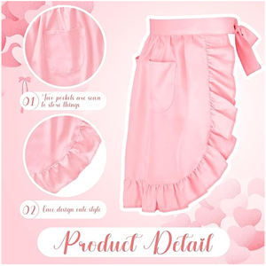 Moda Rosa encaje recortado señoras cintura delantal limpieza mucama cocina camarera restaurante antiincrustante <span class=keywords><strong>trabajo</strong></span> medio delantal - Product Image 3