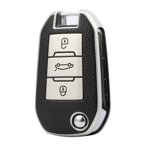 Housse pour <span class=keywords><strong>clé</strong></span> de voiture en cuir carbone Tpu Skin Fit étui Carckey de haute qualité pour <span class=keywords><strong>Peugeot</strong></span> 208 508 TPU Keyless Fob Shell Opp Bag RTS - Product Image 1