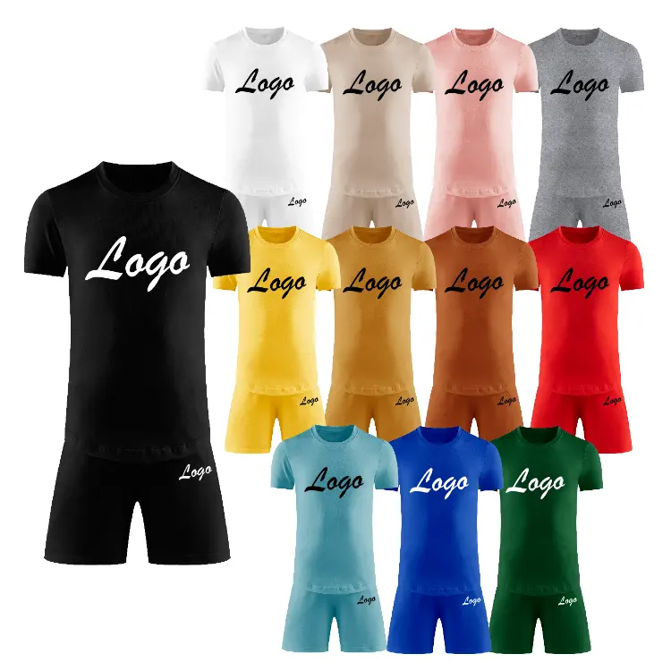 Blauwe Trainingspak Baby Effen Custom Logo Kid 2023 Broek Zomer Korte Mouw Shorts Jongen Kleding Set Voor Jongen