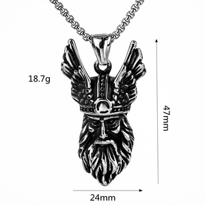 Collar con Colgante de Guerrero Vikingo de Acero Inoxidable Estilo Nórdico Retro, Diseño con Rostro, Joyería de Regalo para Hombre - Product Image 5