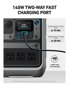 Estación de Energía Portátil Anker SOLIX C300 LiFePO4, 288 Wh, 300 W, 600 W de Potencia Máxima, Generador de Batería Compacto para Uso en Exteriores - Product Image 6
