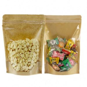 Sachet Doypack autoportant en kraft brun résistant à l'humidité avec fermeture éclair 23x35cm – Pack promotionnel - Product Image 1