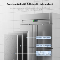 Congélateur vertical commercial à 4 portes, en acier inoxydable, refroidissement par air, dégivrage automatique, contrôle numérique de la température
