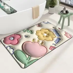 3D Bath Mats Door Mat Expansão Cartoon Soft Diatom Mud Absorbent Carpet Banheiro Banheiro Tapete antiderrapante Tapetes de cozinha para piso