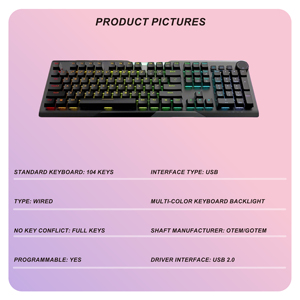 <span class=keywords><strong>Clavier</strong></span> de jeu mécanique filaire ergonomique avec rétroéclairage RVB, interrupteurs à <span class=keywords><strong>membrane</strong></span>, interface USB, taille standard, plug and play - Neuf - Product Image 2