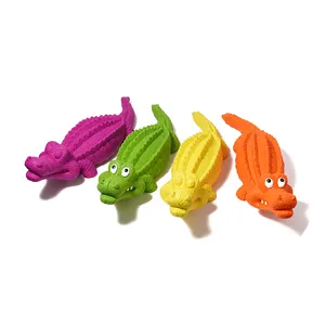 Vking Pet Wholesale Custom Durable Natural Rubber Crocodile Squeaky Pet Toys