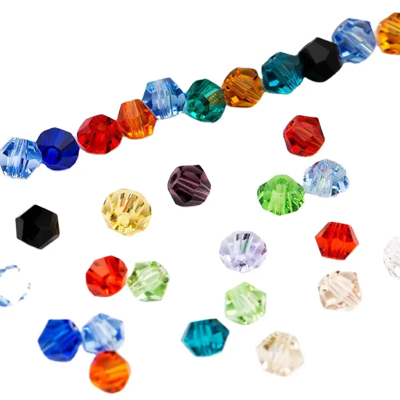 Junjiao colar de vidro, contas de vidro de cristal brilhante solto de 3mm 4mm 6mm, colar de cristal para fabricação de jóias