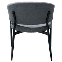 Ensemble de 2 chaises de salle à manger rembourrées en tissu de style minimaliste avec pieds en métal et dossier incurvé pour les salles à manger d'hôtels et de restaurants