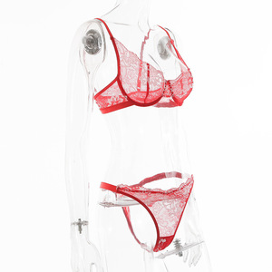 Valentinstag Femme Transparent Sexy Frauen Erotik Dessous Set Floral Sheer Mesh Lace Cupped <span class=keywords><strong>Sex</strong></span> Unterwäsche - Product Image 6