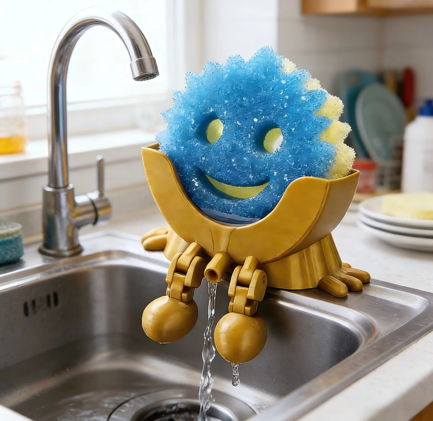 Kitchen Sponge Holder Sink Sponge Holder Stainless Steel Self Adhesive Sink Sponge Holder for