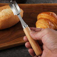 Acessórios de Panificação: Faca de Padeiro para Pão, Ferramenta para Marcar Massa de Pão de Fermentação Natural, Lâmina de Padeiro com Cabo de Carvalho e 5 Lâminas de Reposição