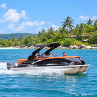 Bateau ponton Tritoon de luxe en aluminium, personnalisé, pour le tourisme, les événements, les loisirs, la pêche en lac, avec moteur, directement de l'usine