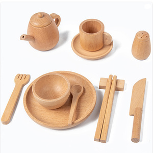 Commiki Sồi Bộ Đồ Ăn Đặt Trà Bằng Gỗ Đặt Cho Trẻ Em Nhà Bếp Nồi Đặt Nhà Bếp Đồ Chơi Nhà Bếp Bằng Gỗ Cho Trẻ Em - Product Image 2