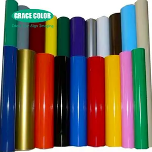 Promocional 80 mic de color pvc Auto adhesivo de vinilo/rollo de etiqueta de corte de cartas y gráficos